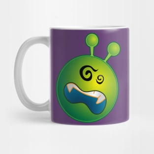 Confused Alien Monster ET Extraterrestrial Martian Green Man Emoji for Women, Men and Kids 11 Mug